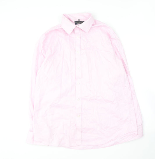 Hammond & Co  Mens Pink  Cotton  Button-Up Size 17 Collared