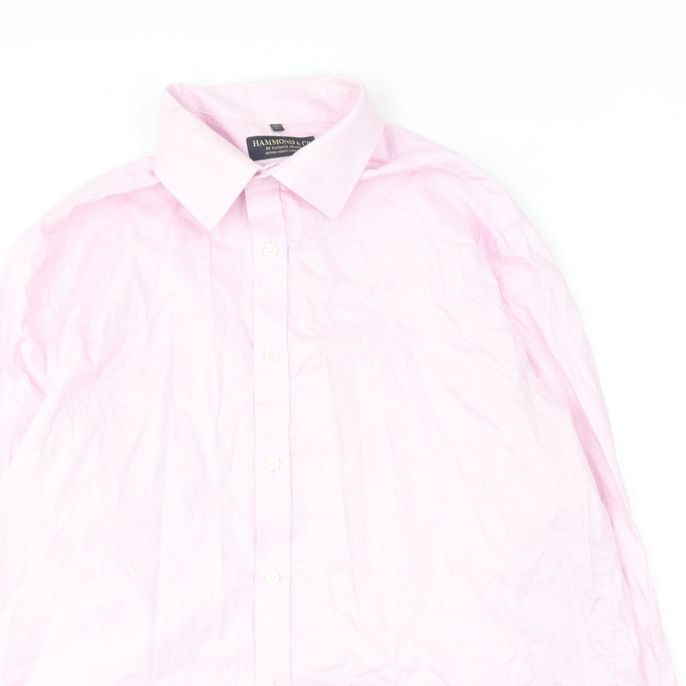 Hammond & Co  Mens Pink  Cotton  Button-Up Size 17 Collared