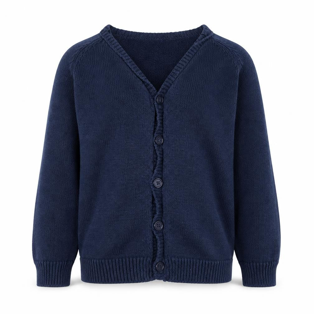 Preworn Girls Blue Round Neck  Cotton Cardigan Jumper Size 3 Years