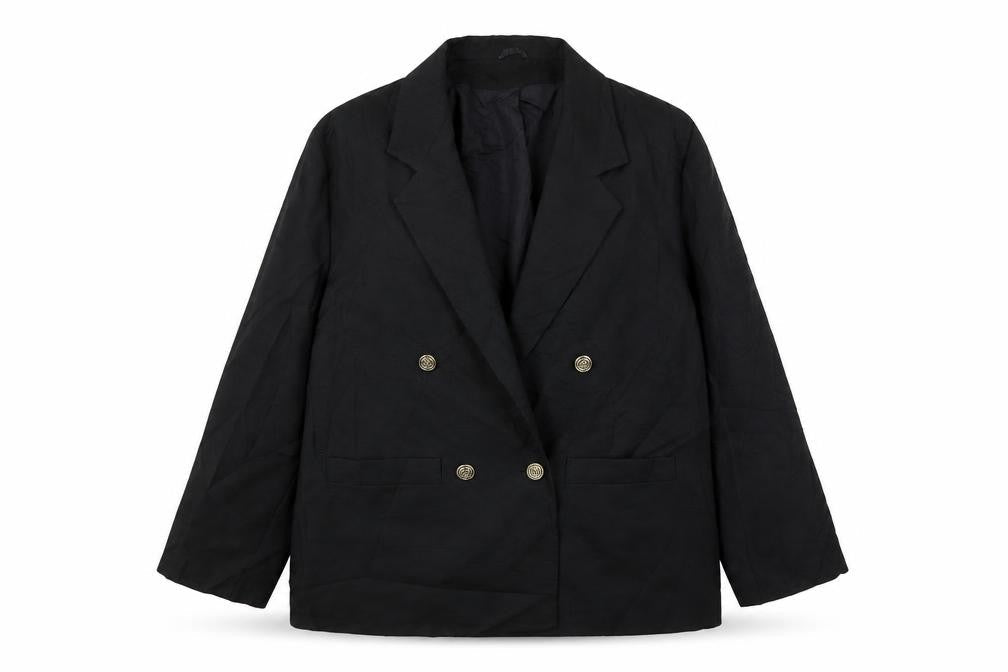 Preworn Womens Black  Nylon Jacket Suit Jacket Size 12