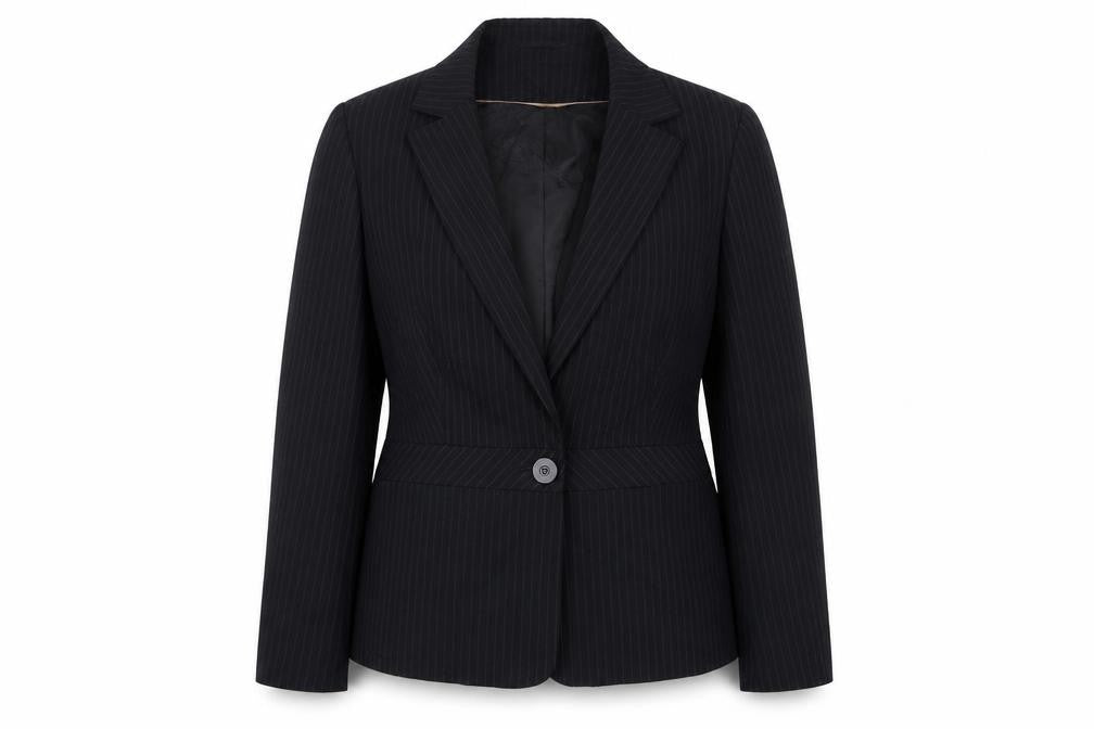 F&F Womens Black Striped Polyester Jacket Suit Jacket Size 14