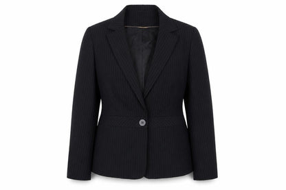 F&F Womens Black Striped Polyester Jacket Suit Jacket Size 14