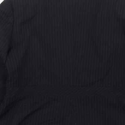 F&F Womens Black Striped Polyester Jacket Suit Jacket Size 14