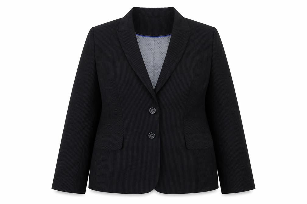 Autonomy Womens Black Striped Polyester Jacket Suit Jacket Size 16