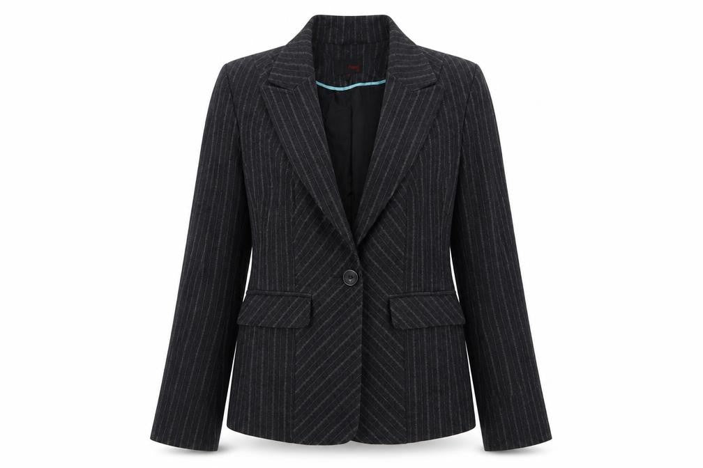 NEXT Womens Grey Striped Polyester Jacket Suit Jacket Size 14