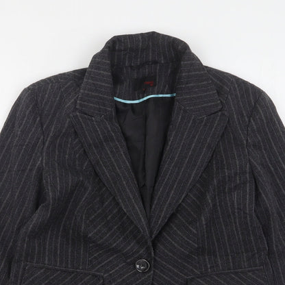 Next Womens Grey Striped Polyester Jacket Suit Jacket Size 14