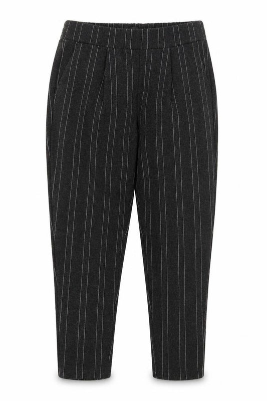 ICHI Womens Grey Striped Polyester Capri Leggings Size L L25 in