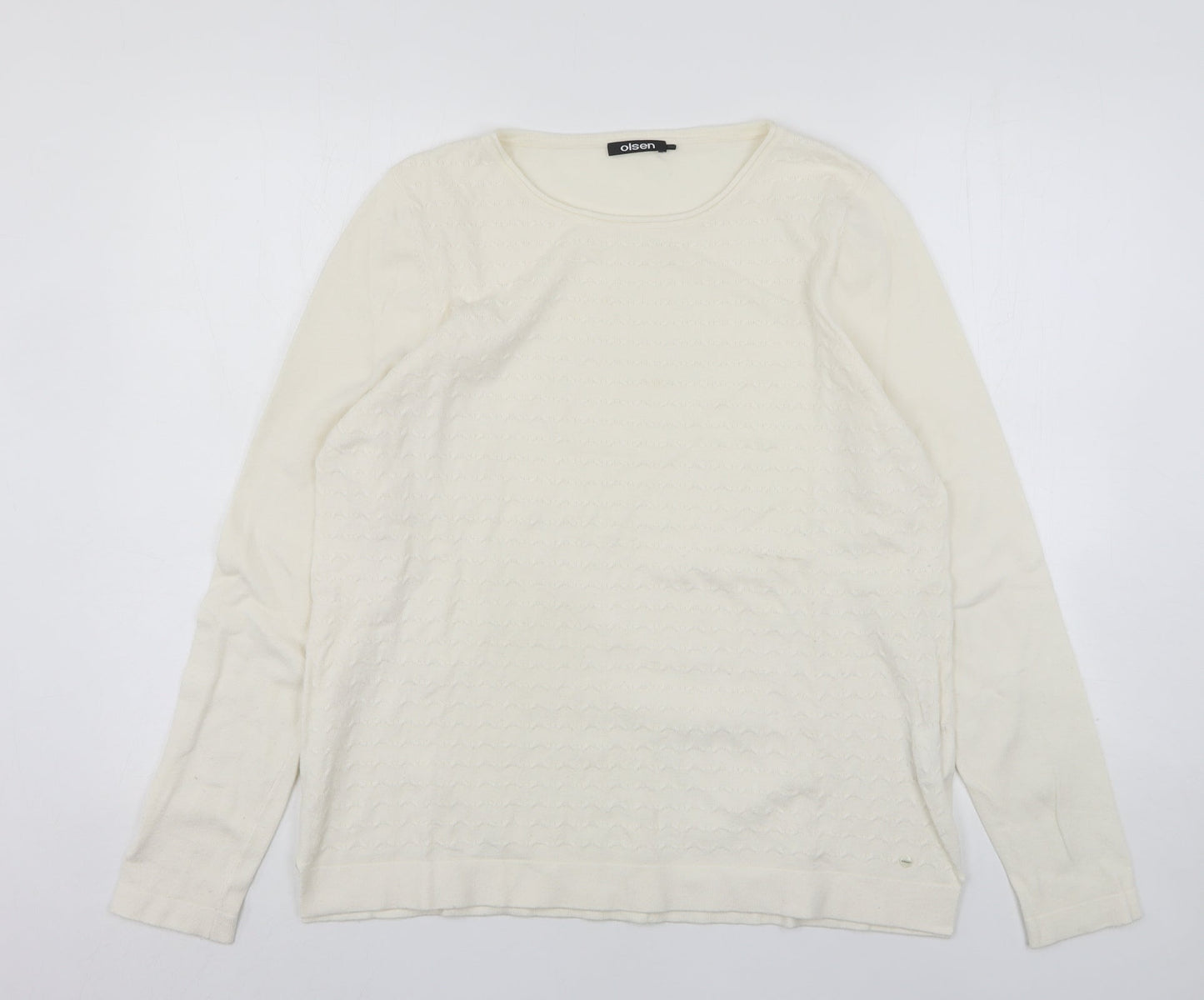 Olsen  Womens Beige Round Neck  Viscose Pullover Jumper Size 14