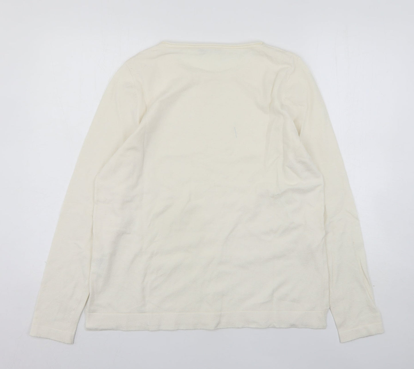 Olsen  Womens Beige Round Neck  Viscose Pullover Jumper Size 14