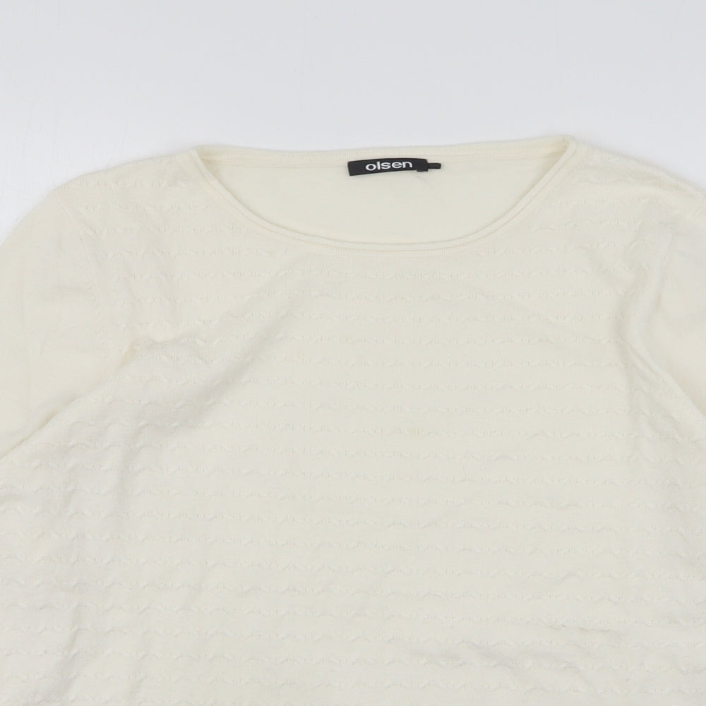Olsen  Womens Beige Round Neck  Viscose Pullover Jumper Size 14