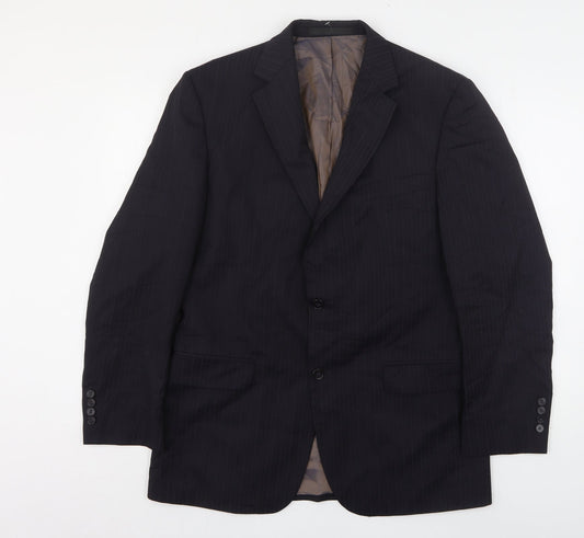 Marks and Spencer Mens Blue Striped Wool Jacket Suit Jacket Size 40