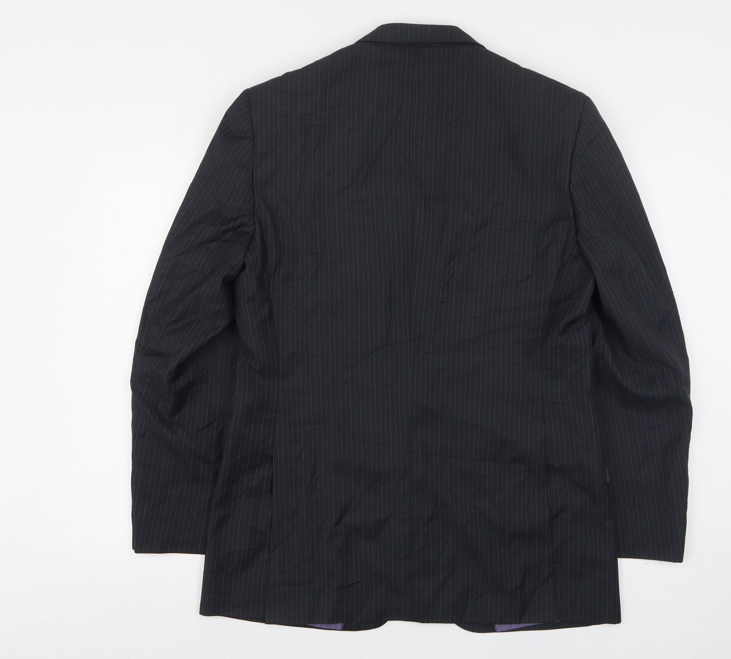 George Mens Black Striped Polyester Jacket Suit Jacket Size 38