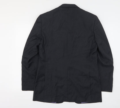 George Mens Black Striped Polyester Jacket Suit Jacket Size 38