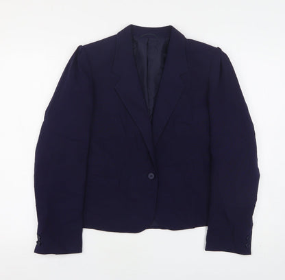 St Michael Womens Blue Polyester Jacket Suit Jacket Size 10
