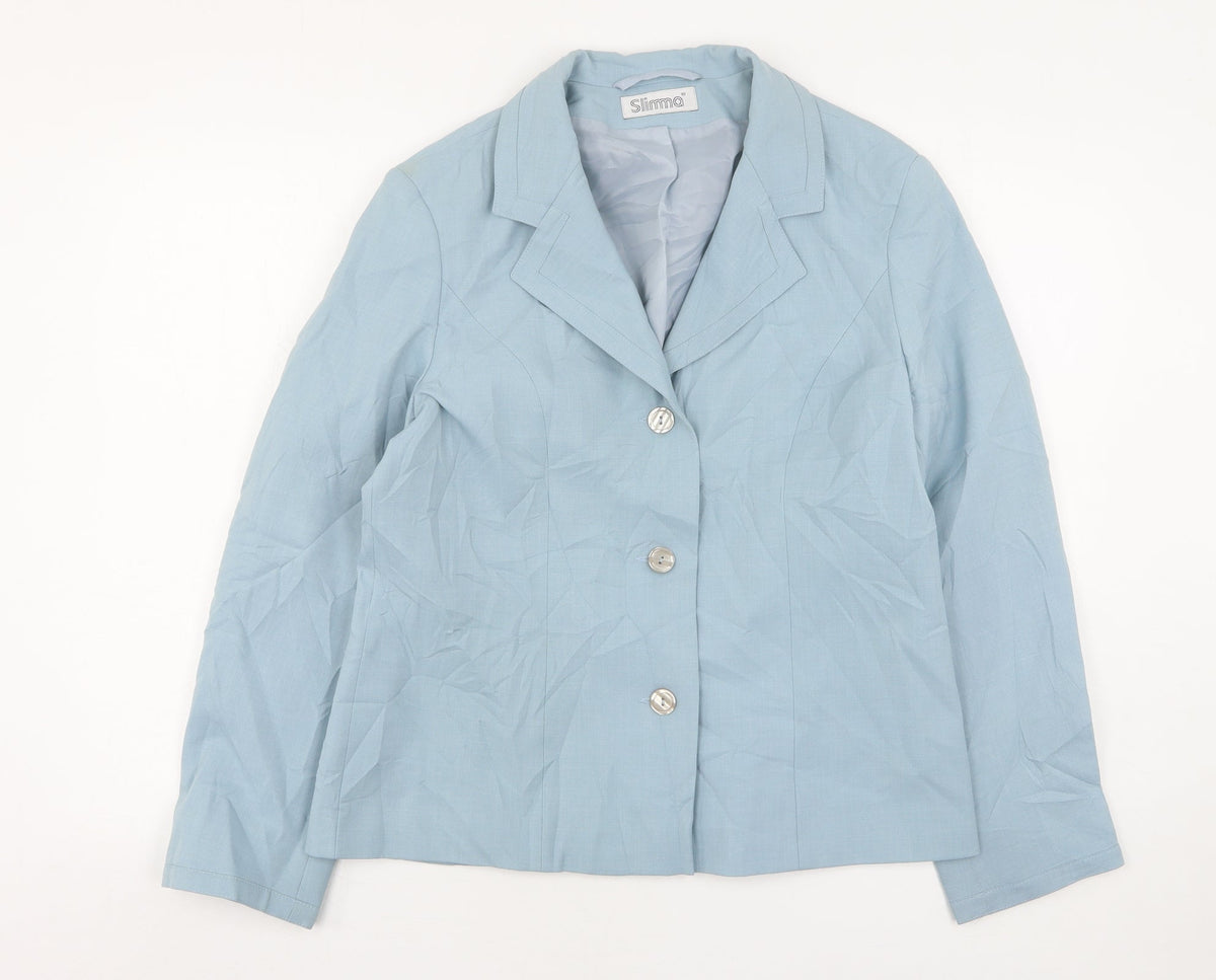 Slimma Womens Blue  Polyester Jacket Suit Jacket Size 12