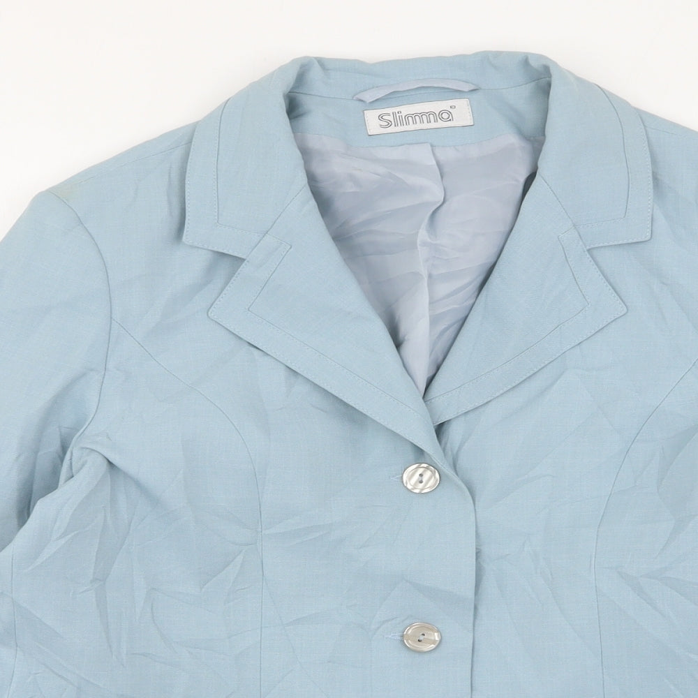 Slimma Womens Blue  Polyester Jacket Suit Jacket Size 12