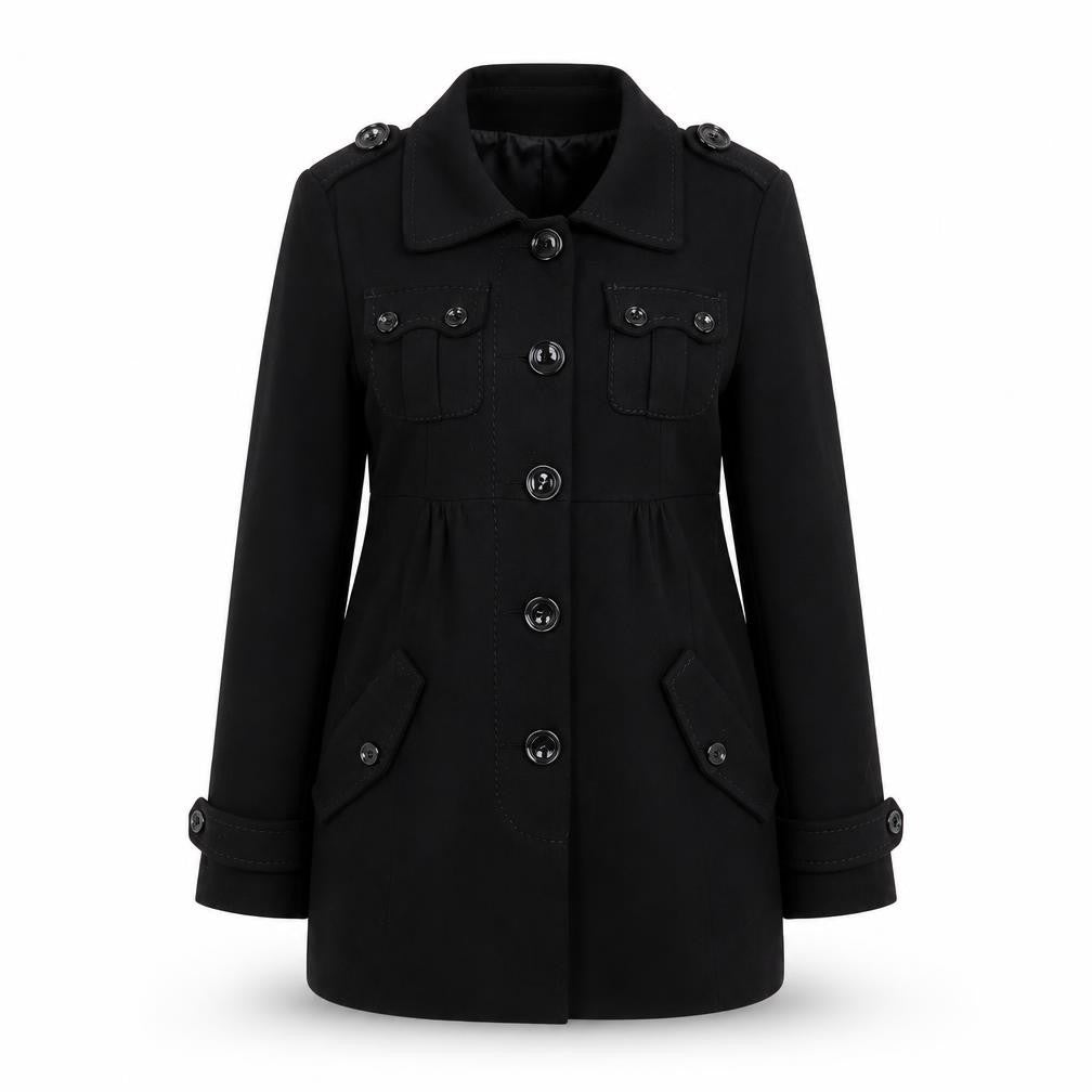 H&M Womens Black   Overcoat Coat Size 10  Button