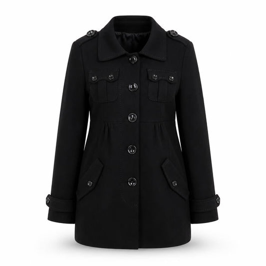 H&M Womens Black   Overcoat Coat Size 10  Button