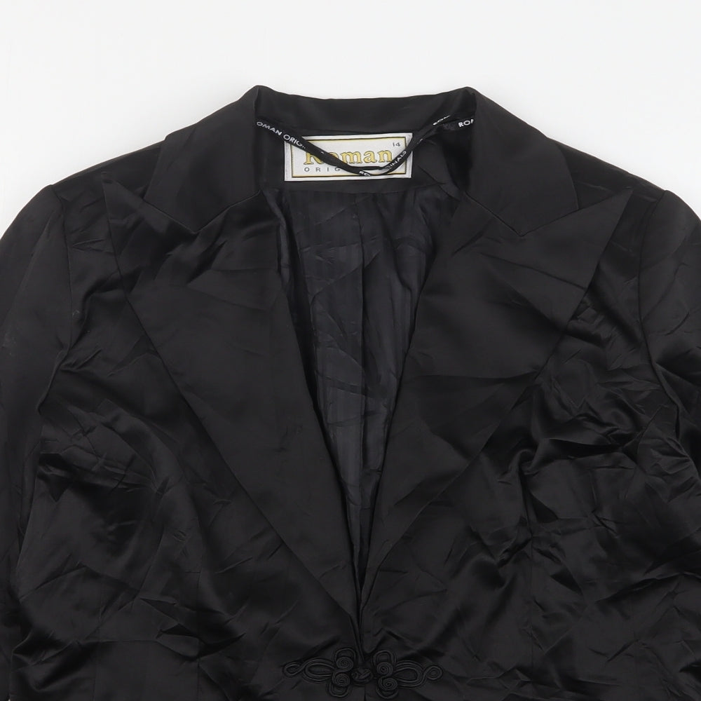 Roman Womens Black  Polyester Jacket Suit Jacket Size 14