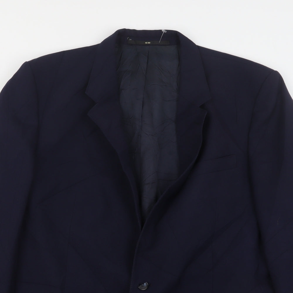 Canda Mens Blue  Wool Jacket Suit Jacket Size 46