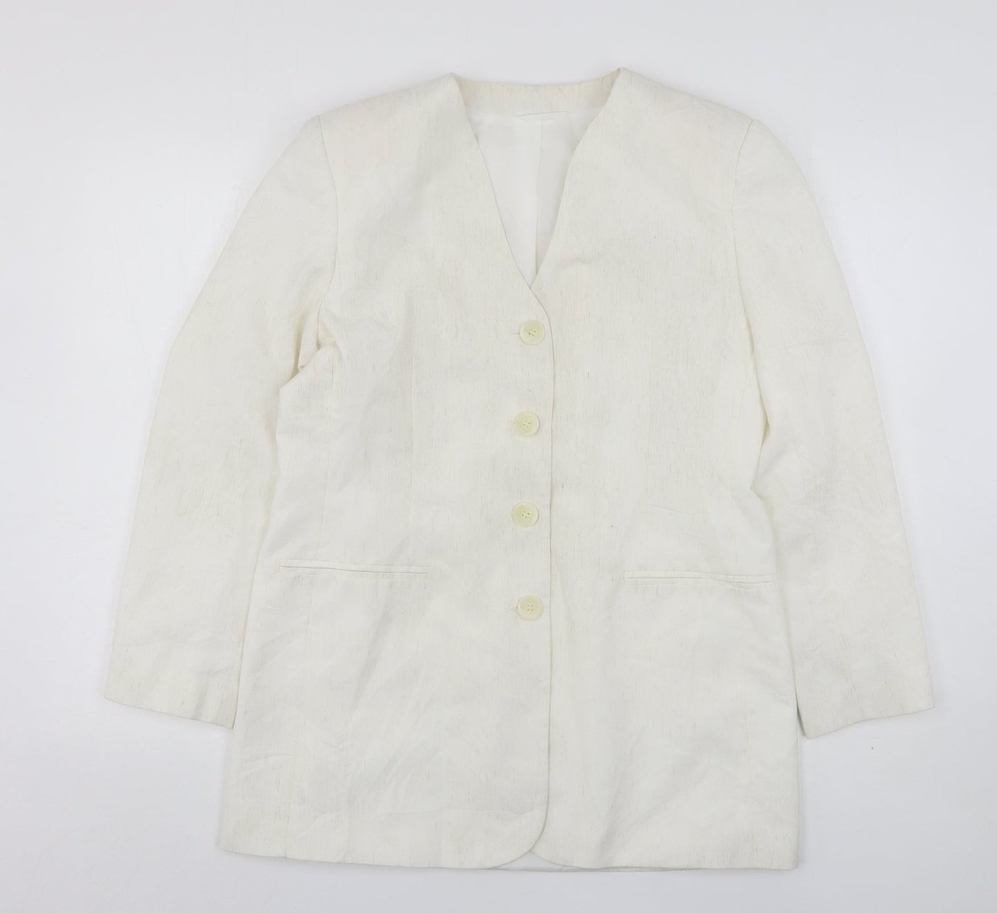 Canda Womens White  Polyester Jacket Suit Jacket Size 14