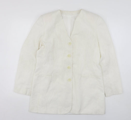 Canda Womens White  Polyester Jacket Suit Jacket Size 14