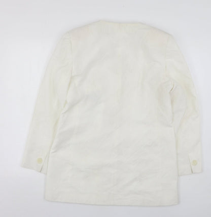 Preloved Canda Womens White  Polyester Jacket Suit Jacket Size 14 - Back