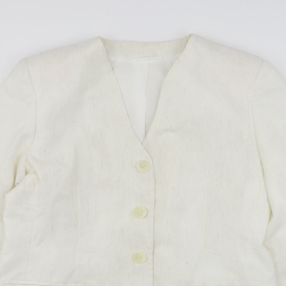 Canda Womens White  Polyester Jacket Suit Jacket Size 14