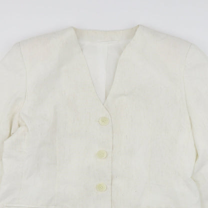 Preloved Canda Womens White  Polyester Jacket Suit Jacket Size 14 - Detail