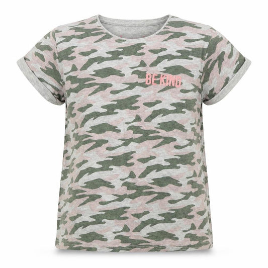 Primark Girls Green Camouflage Cotton Basic T-Shirt Size 9-10 Years Crew Neck Pullover - Be Kind