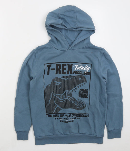 Dunnes Boys Blue  Cotton Pullover Hoodie Size L  Pullover - T-Rex