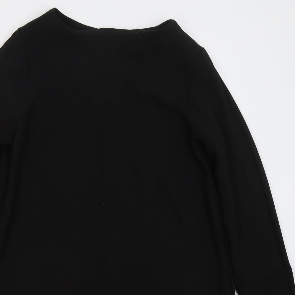 H&M Womens Black  Polyester Shift  Size 10  Boat Neck Zip