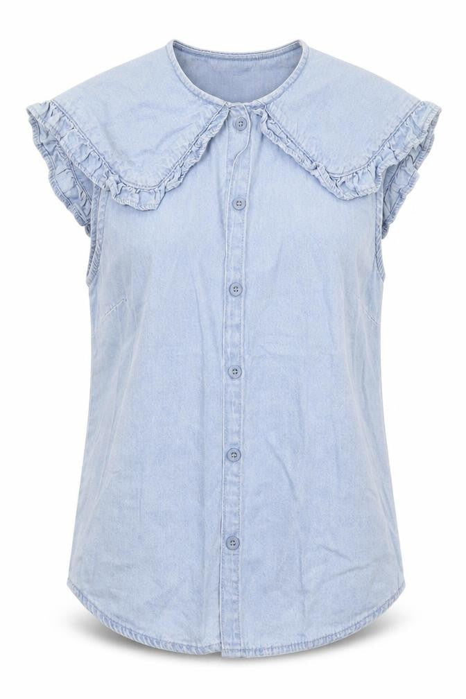 Denim Co Womens Blue  Cotton Basic Button-Up Size 10 Crew Neck