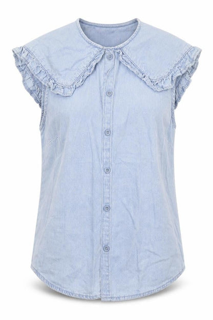 Denim Co Womens Blue  Cotton Basic Button-Up Size 10 Crew Neck