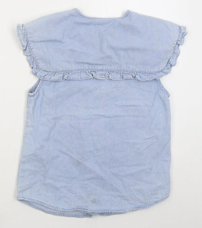 Denim Co Womens Blue  Cotton Basic Button-Up Size 10 Crew Neck