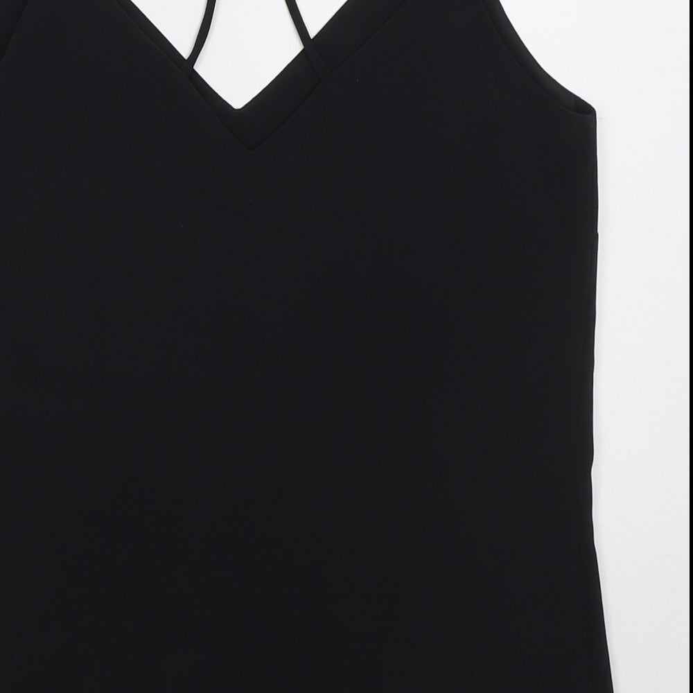 F&F Womens Black  Polyester Basic Tank Size 6 V-Neck