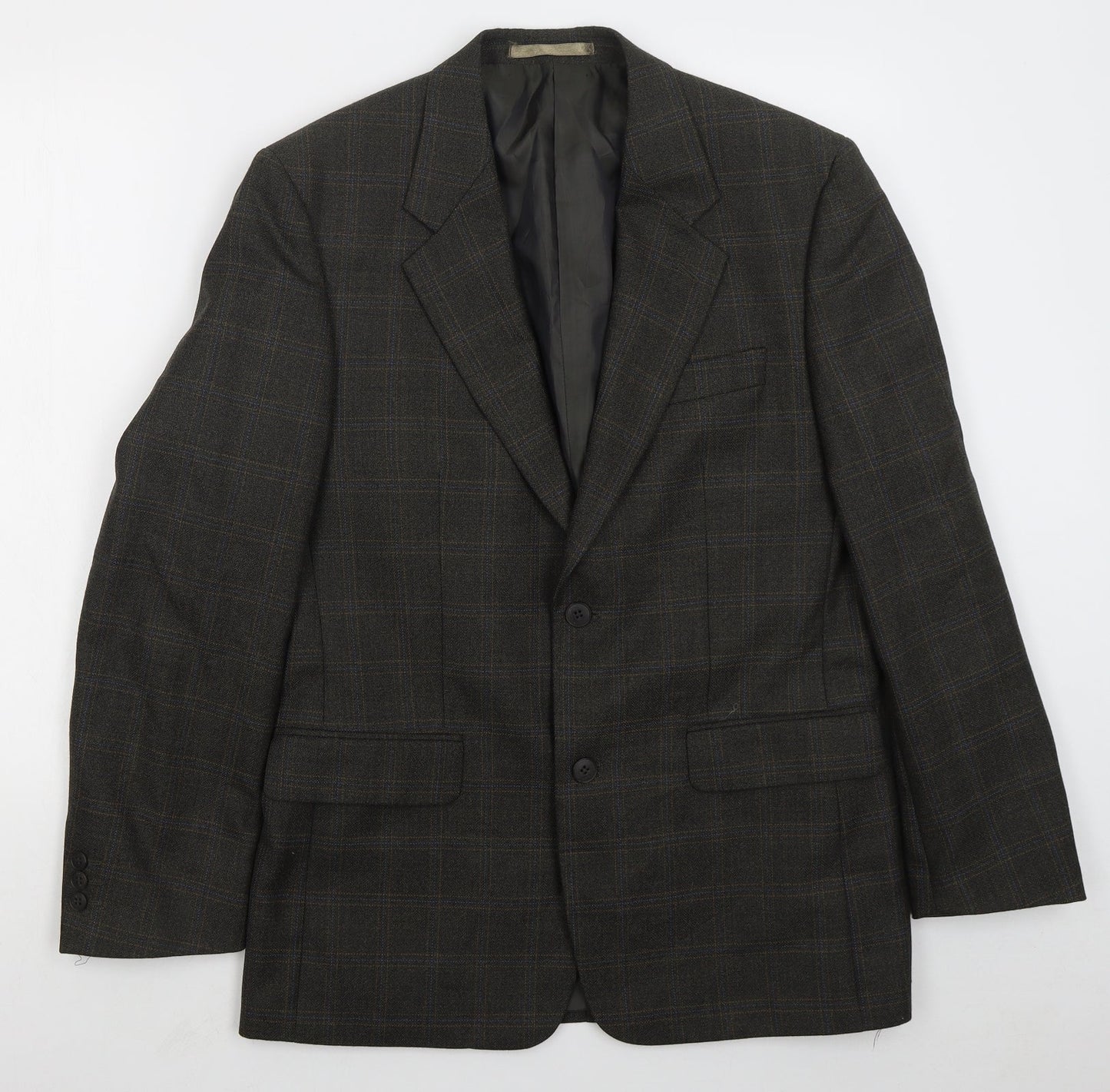 Brook Taverner Mens Brown Check Polyester Jacket Suit Jacket Size 38