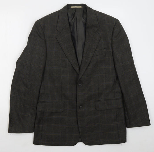 Brook Taverner Mens Brown Check Polyester Jacket Suit Jacket Size 38
