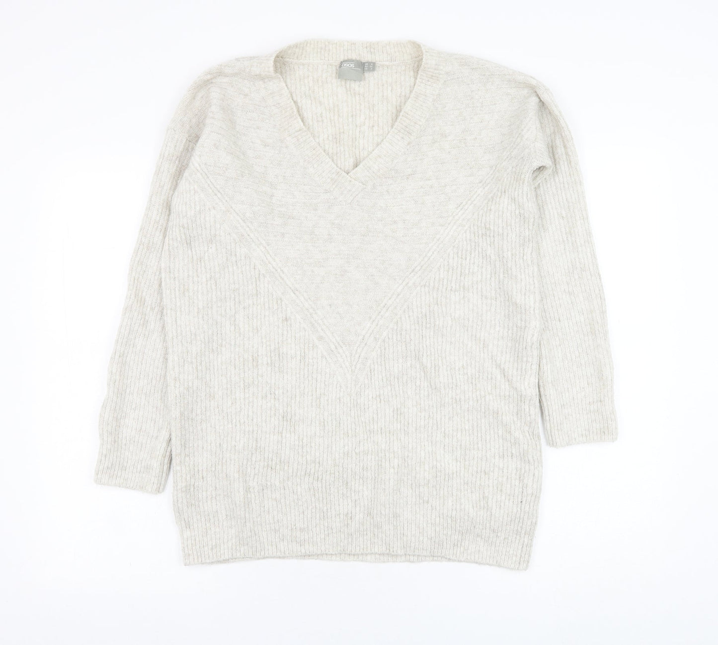 ASOS Womens Beige Round Neck  Acrylic Pullover Jumper Size 6