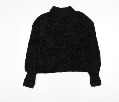 H&M Womens Black Mock Neck  Polyamide Pullover Jumper Size 6