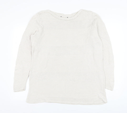 Preworn Womens Beige Round Neck  Cotton Pullover Jumper Size M