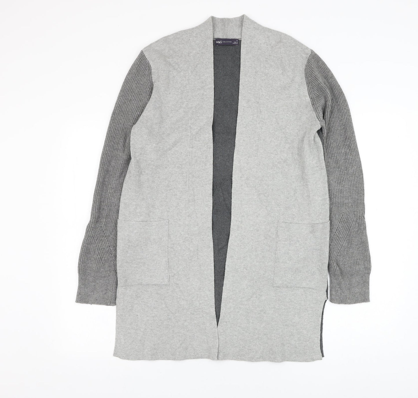 Marks and Spencer Womens Grey Square Neck  Viscose Cardigan Jumper Size 12