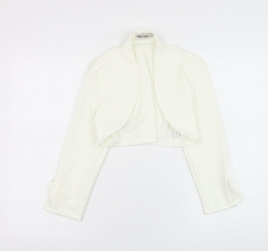 Grace Karin Womens White Round Neck  Polyester Cardigan Jumper Size S