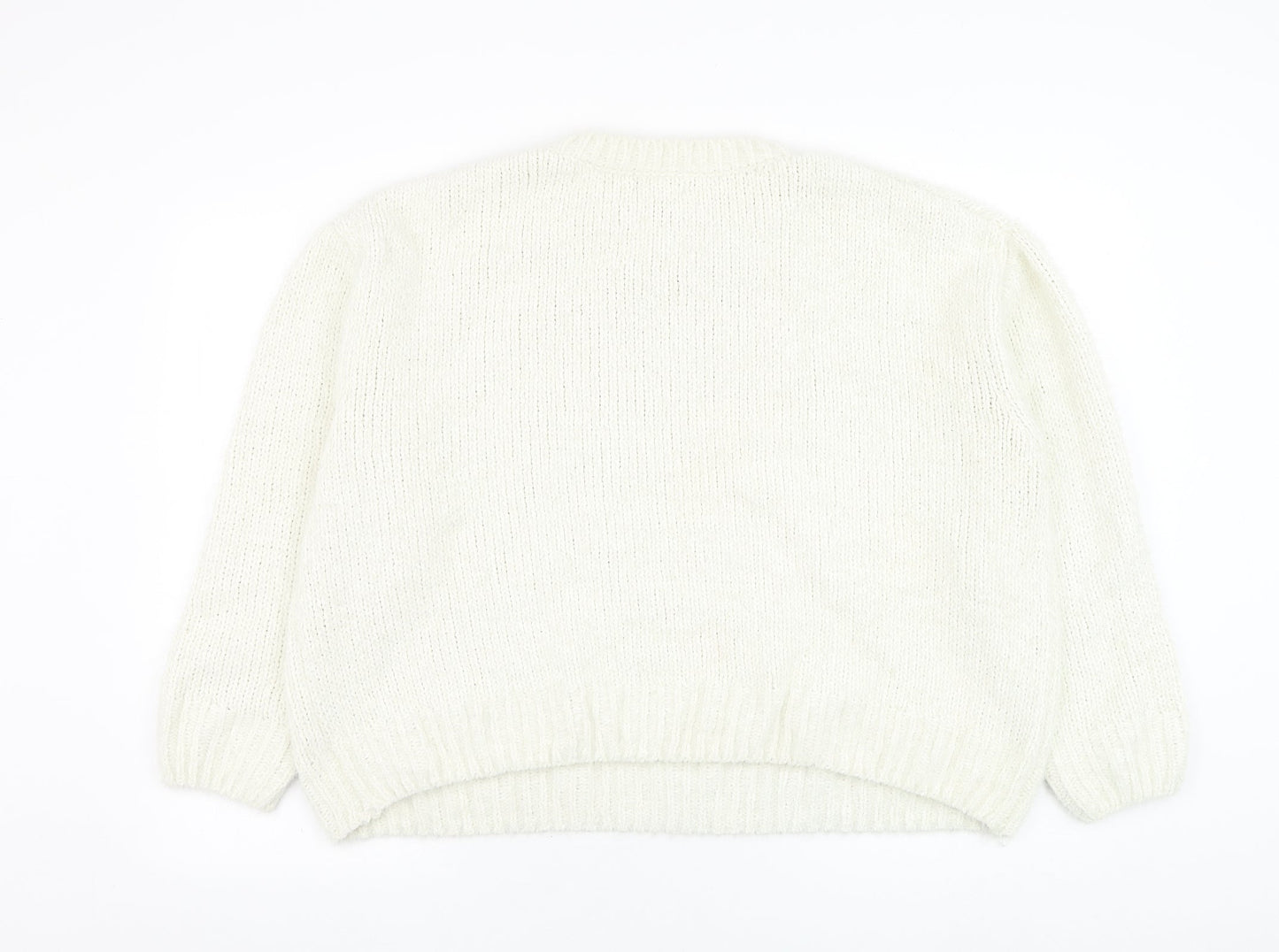 Primark Womens White Round Neck  Polyester Pullover Jumper Size 18