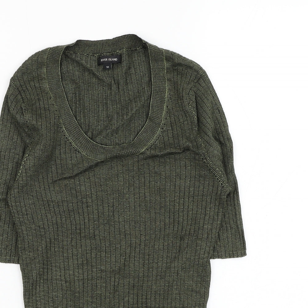 River Island Womens Green Round Neck  Viscose Pullover Jumper Size 10
