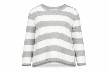 Forever 21 Womens Grey Round Neck Striped Cotton Pullover Jumper Size M