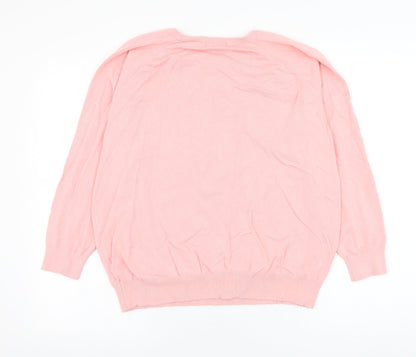 Preloved Dunnes Stores Womens Pink Round Neck  Viscose Pullover Jumper Size XL - Back