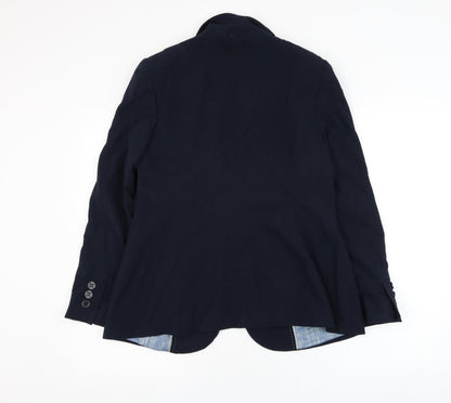 Preloved Marks and Spencer Womens Blue   Jacket Blazer Size 14  Button - Back