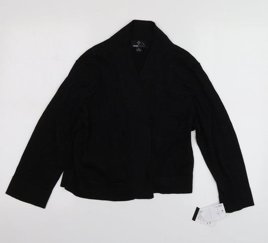 Ronni Nicole Womens Black V-Neck  Rayon Cardigan Jumper Size L