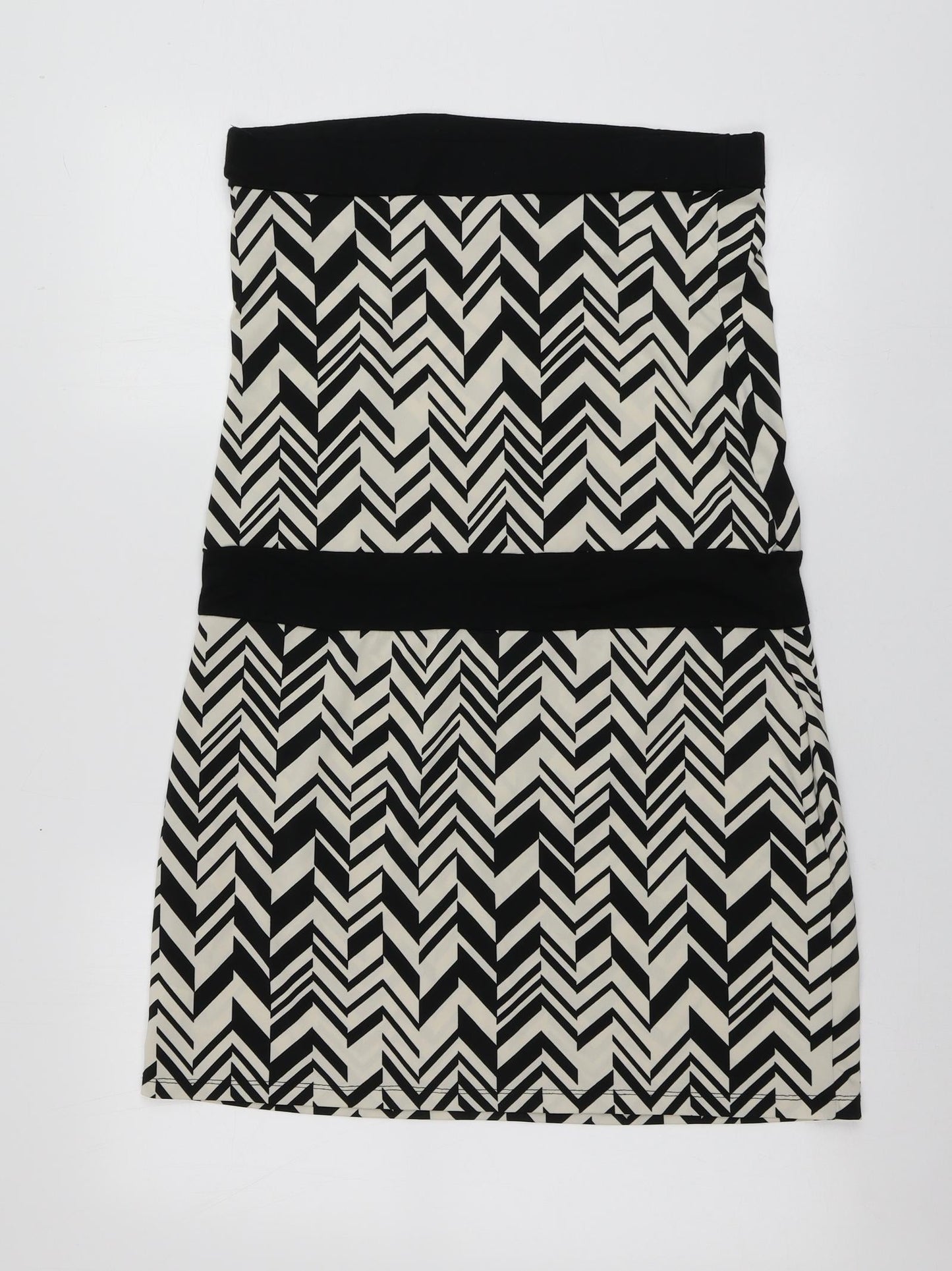 Warehouse Womens Beige Geometric Polyester A-Line  Size 14  Square Neck